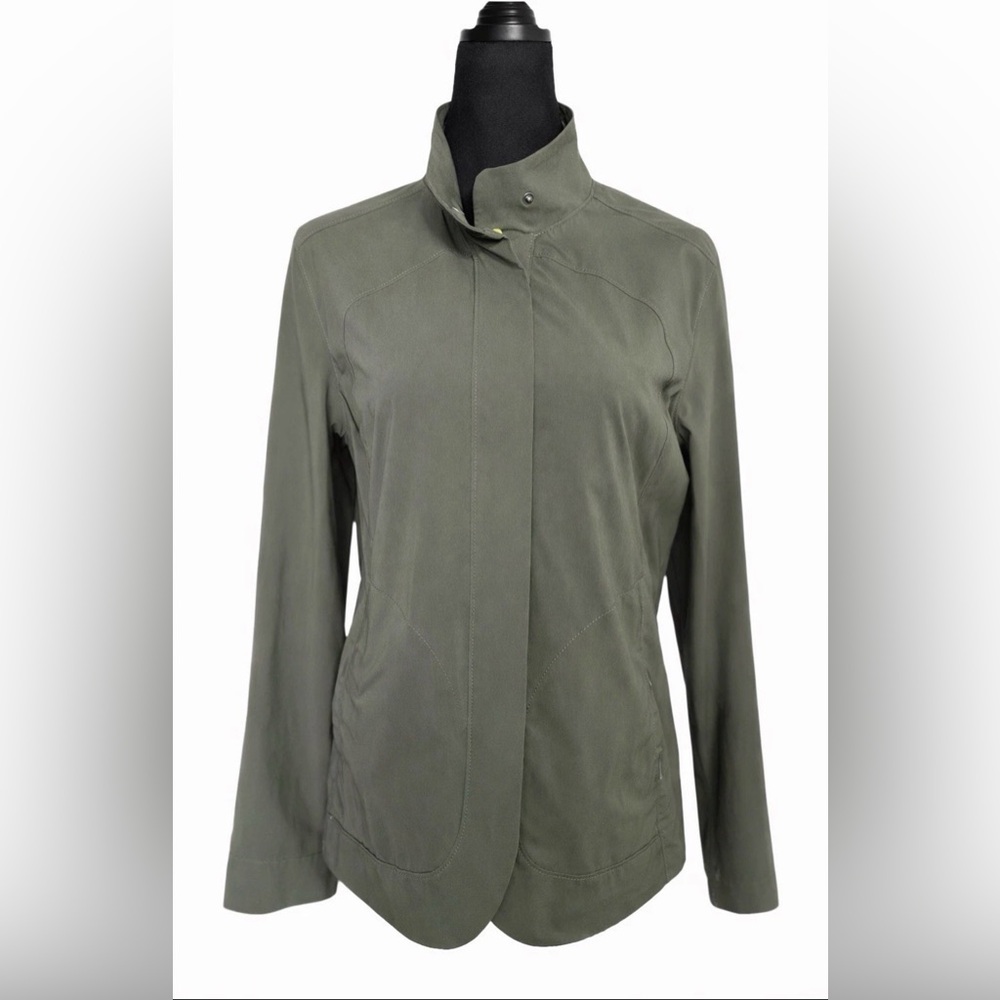 Eddie Bauer Green Lightweight Jacket Women L Zip Outdoor Hiking Utility Casual